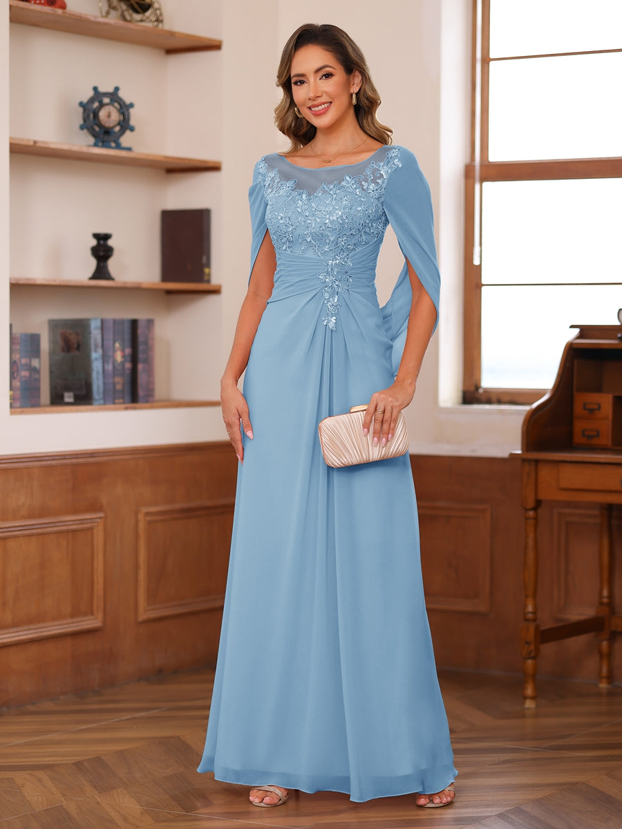 Marguerite Wren Sky Blue side view mother of the bride dress