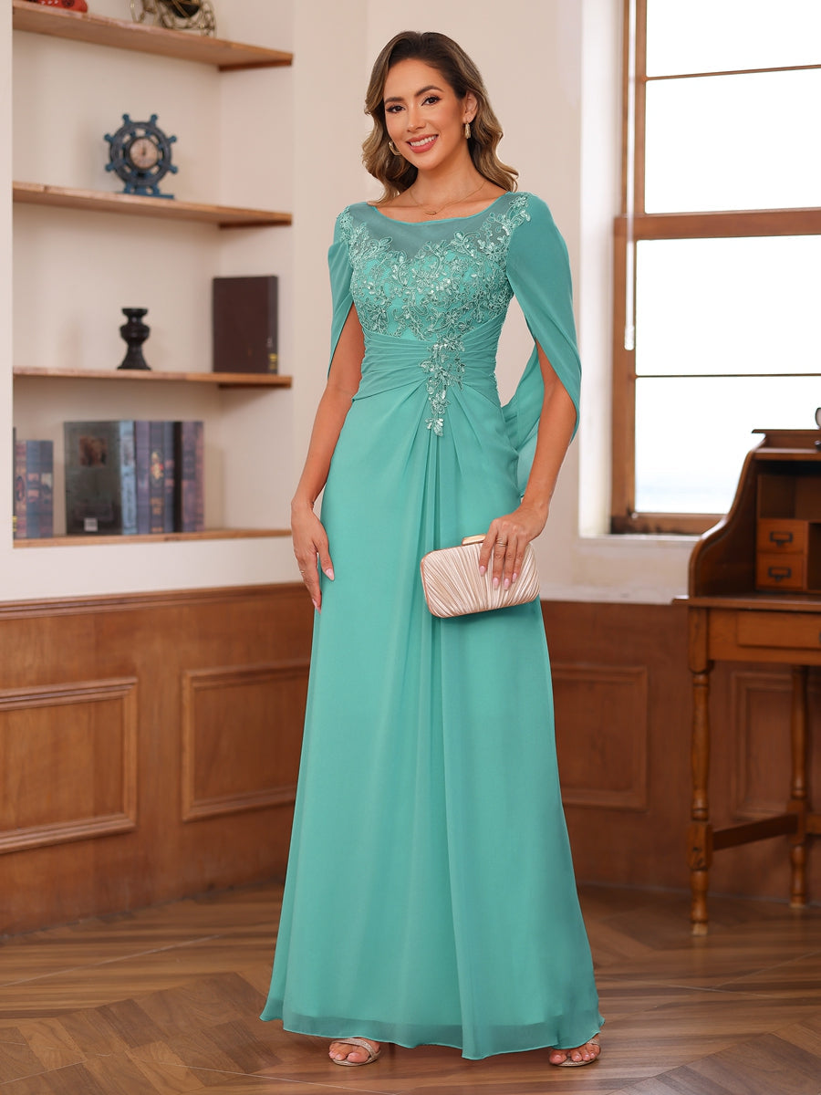 Isaline pool blue alternate front view 3 mother of the bride dress