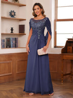 Isaline dusty blue alternate front view 2 mother of the bride dress