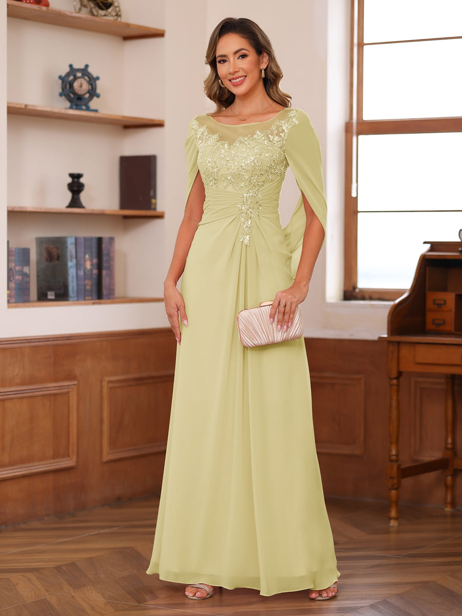 Isaline yellow front view mother of the bride dress
