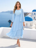 Lydia Claire Sky Blue front view mother of the bride dress