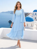 Lydia Claire Sky Blue front view mother of the bride dress