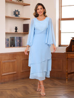 Wrenley Sky Blue hem detail wedding guest dress