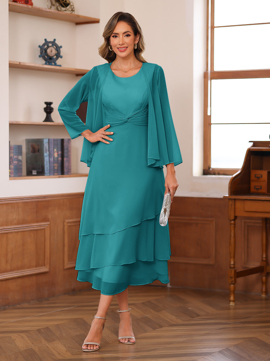 Wrenley Turquoise front view wedding guest dress