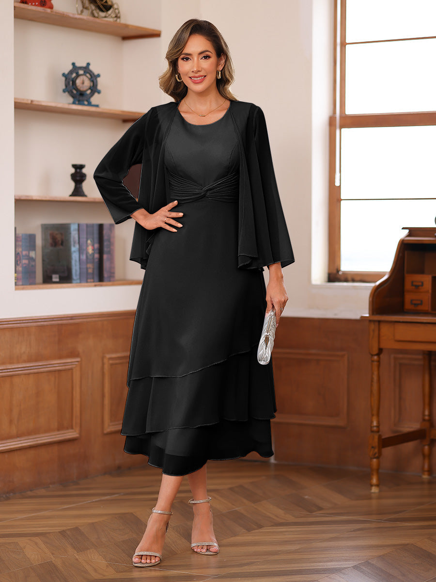 Wrenley Black front view wedding guest dress