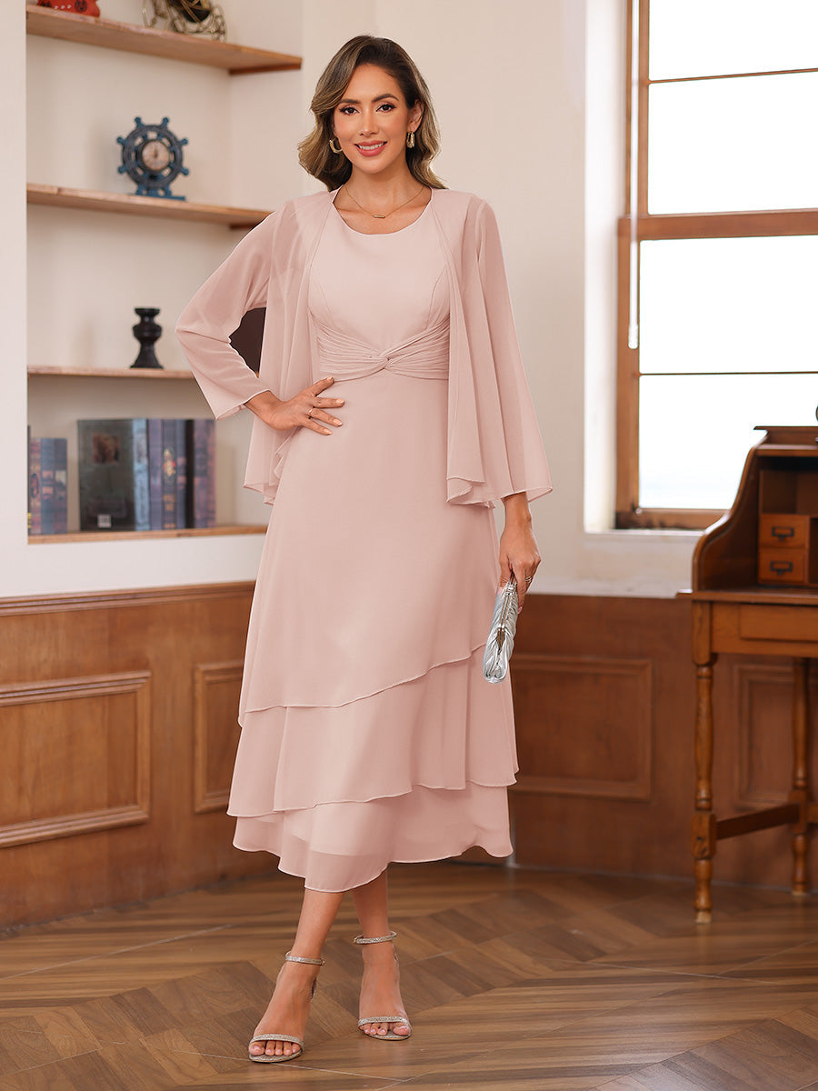 Wrenley Blush front view wedding guest dress
