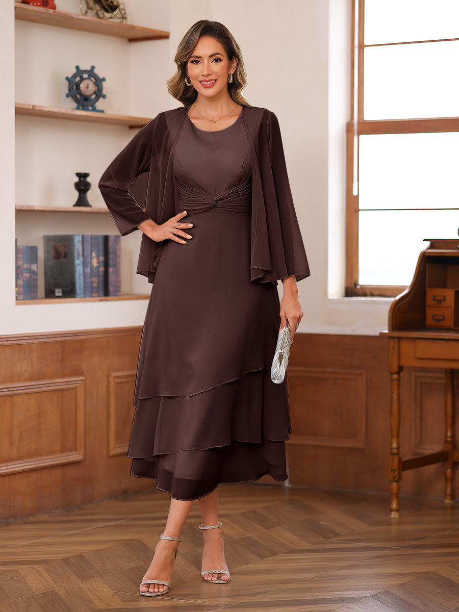 Wrenley Brown front view wedding guest dress