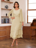 Wrenley Champagne front view wedding guest dress