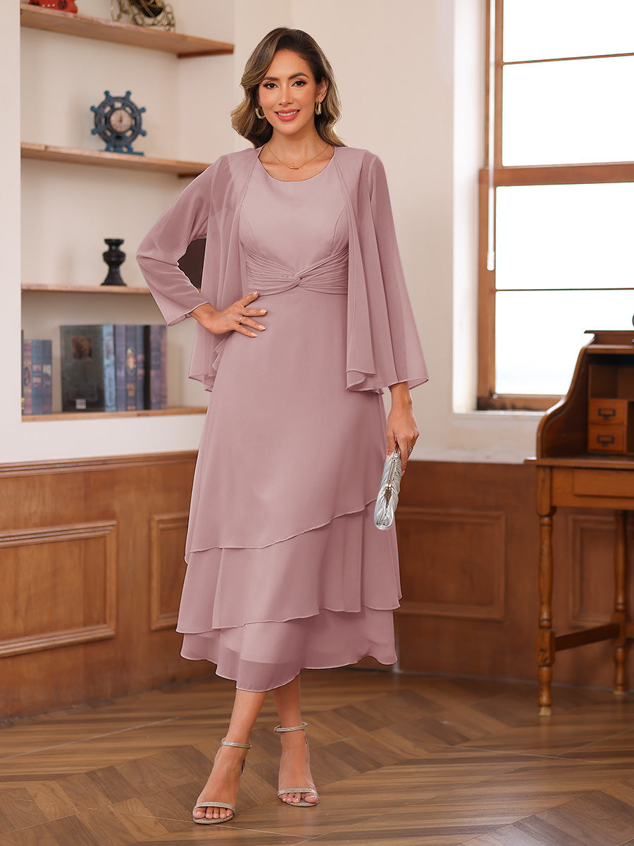 Wrenley Dusty Rose front view wedding guest dress