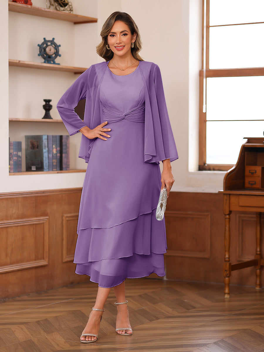 Wrenley Wisteria front view wedding guest dress