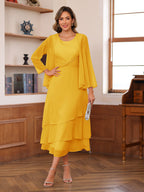 Wrenley Gold front view wedding guest dress