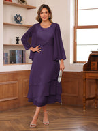 Wrenley Grape front view wedding guest dress