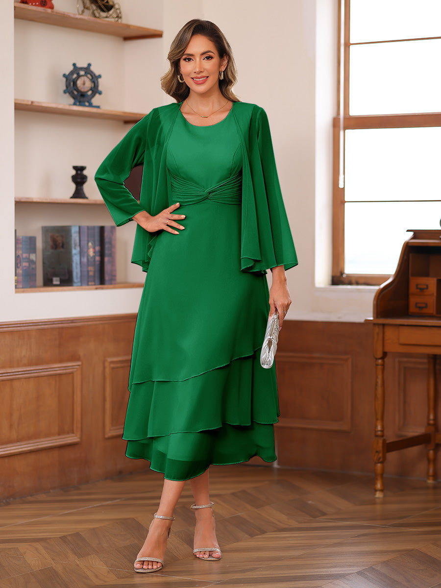 Wrenley Forest Green front view wedding guest dress