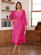 Wrenley Hot Pink front view wedding guest dress