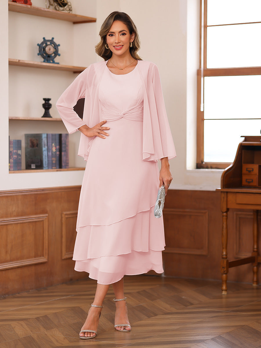 Wrenley Pearl Pink front view wedding guest dress