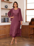 Wrenley Plum front view wedding guest dress
