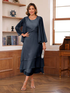 Wrenley Navy Blue front view wedding guest dress