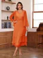 Wrenley Orange front view wedding guest dress