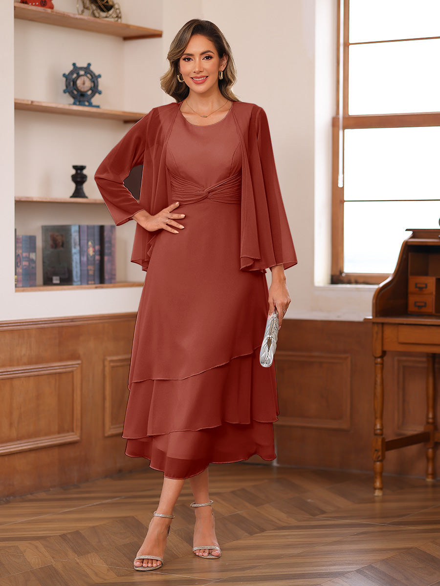 Wrenley Rust front view wedding guest dress