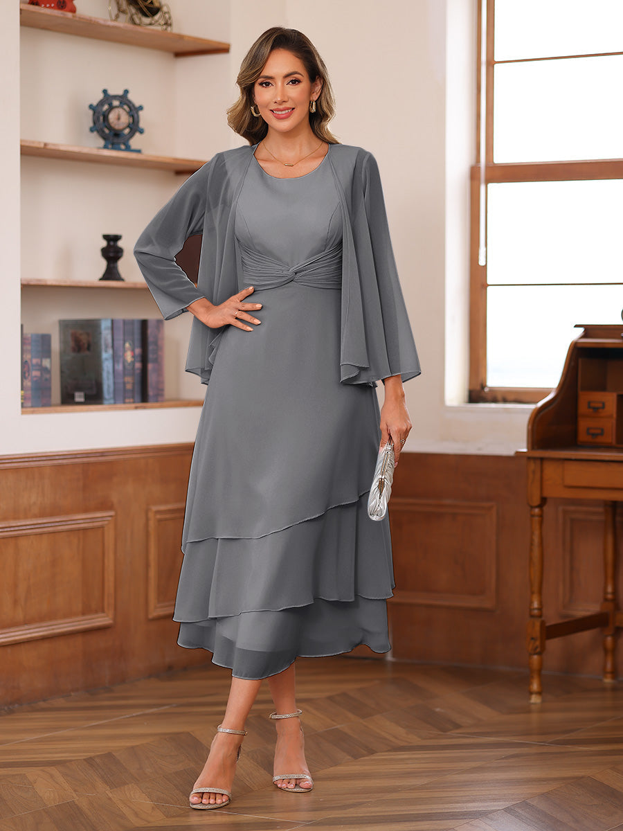 Wrenley Steel Grey front view wedding guest dress