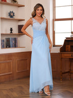 Olivia Grace Sky Blue hem detail mother of the bride dress