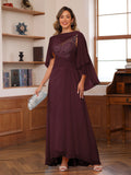 Opaline Burgundy front view wedding guest dress