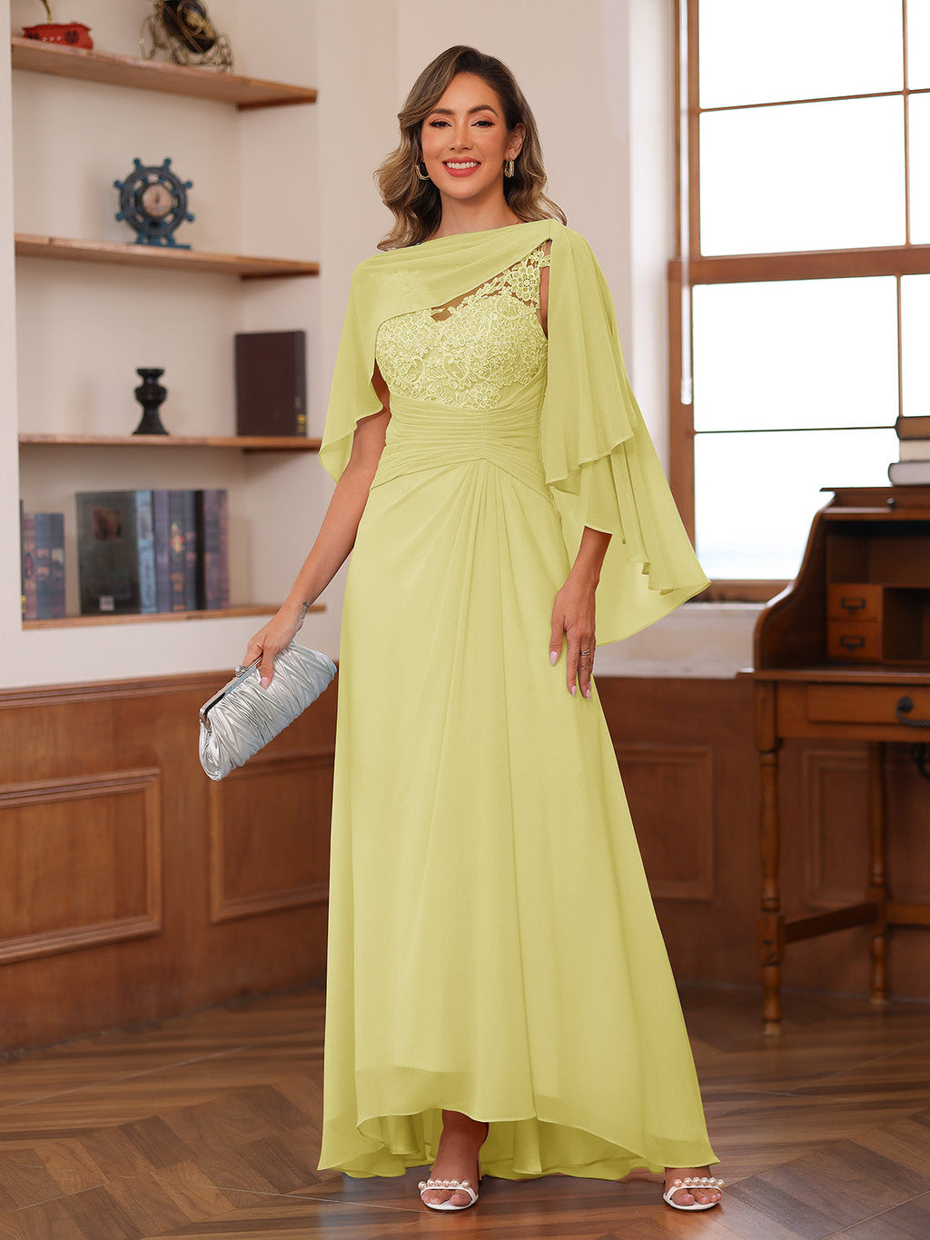 Opaline Daffodil front view wedding guest dress