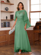 Opaline Eucalyptus front view wedding guest dress