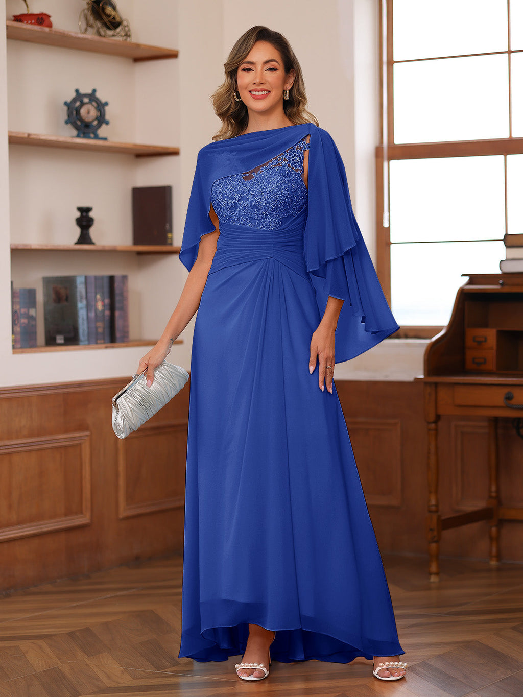 Opaline Royal Blue back view wedding guest dress