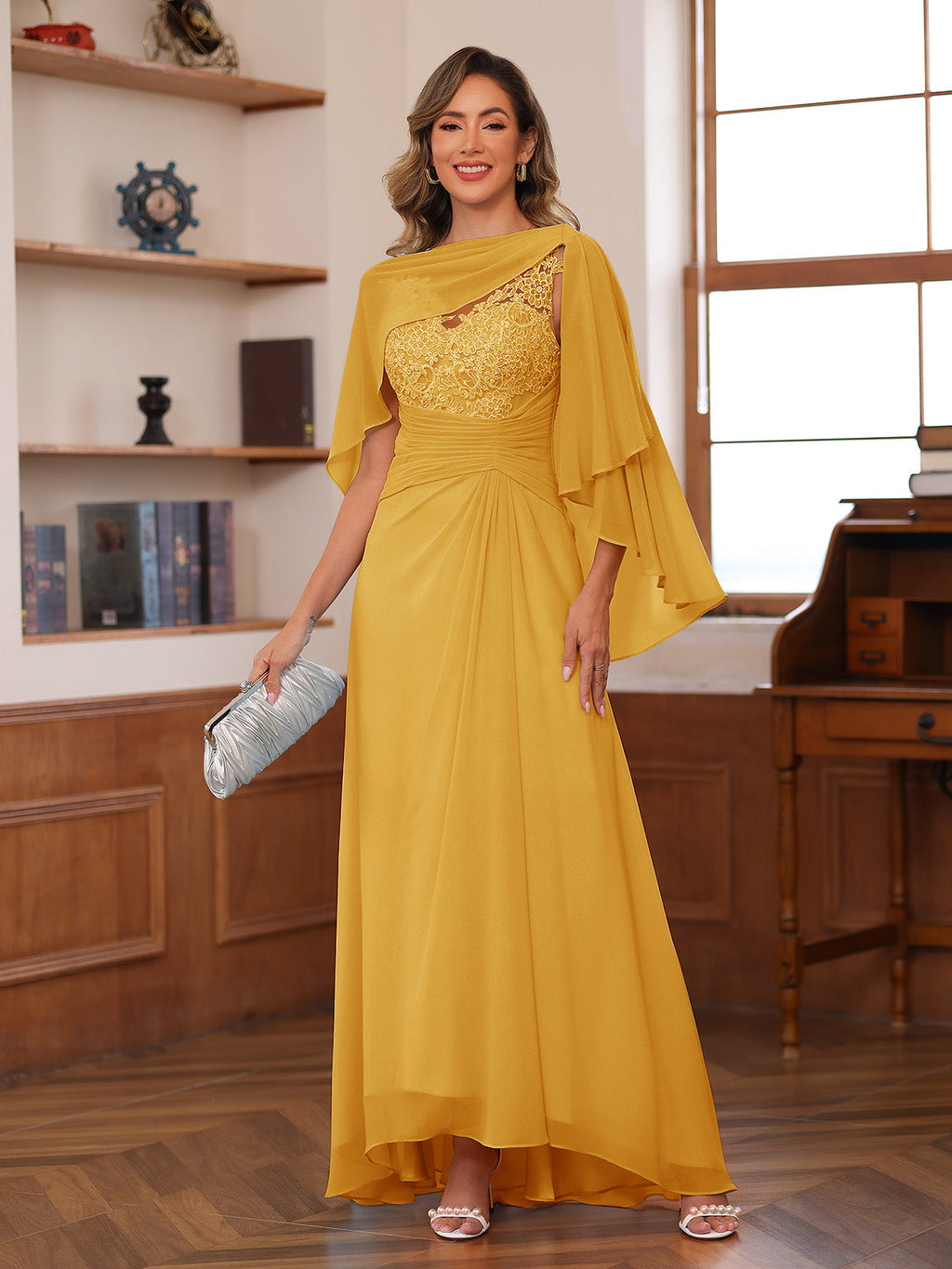Opaline Gold back view wedding guest dress