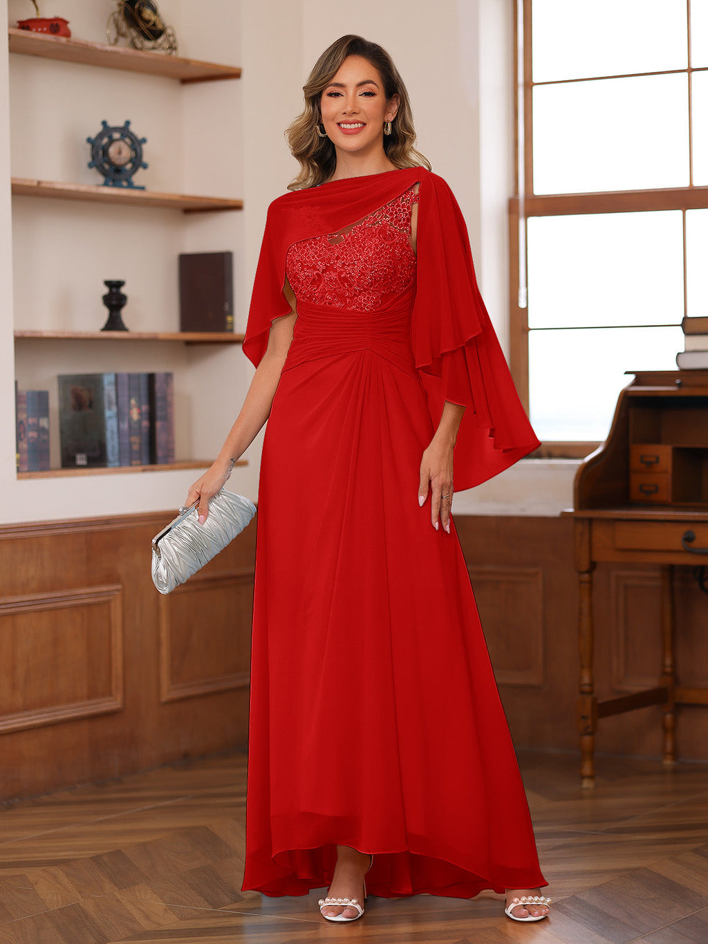 Opaline Red front view wedding guest dress