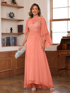 Olivia Grace Coral back view mother of the bride dress
