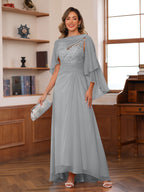 Opaline Silver front view wedding guest dress