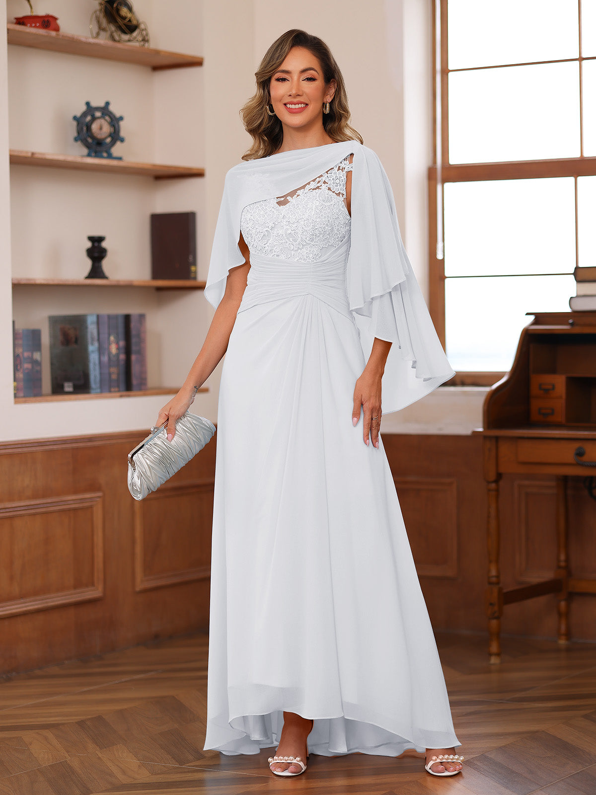 Opaline White front view wedding guest dress