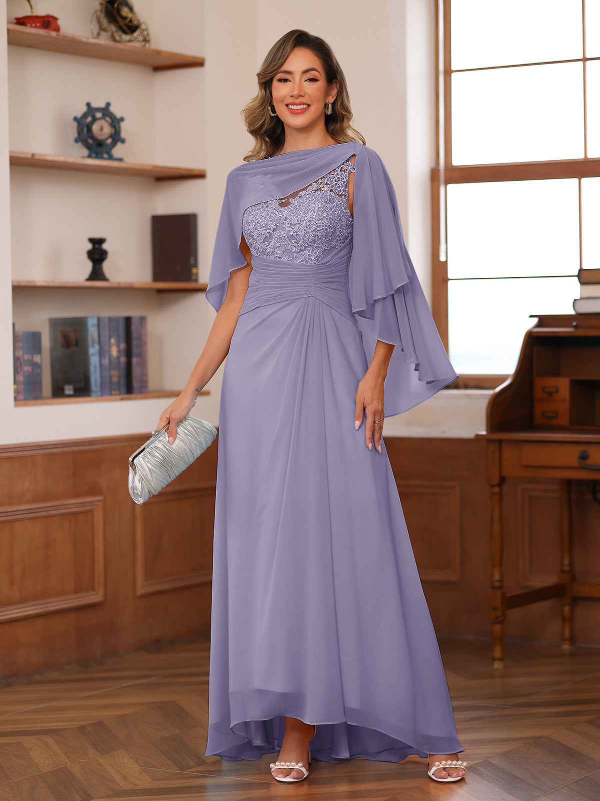 Opaline Wisteria back view wedding guest dress