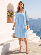 Odessa Elise Sky Blue front view mother of the bride dress