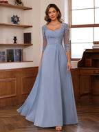 Philomena Rose Dusty Blue side view mother of the bride dress