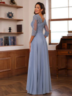 Philomena Rose Dusty Blue bodice detail mother of the bride dress