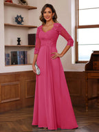 Celine fuchsia front view mother of the bride dress