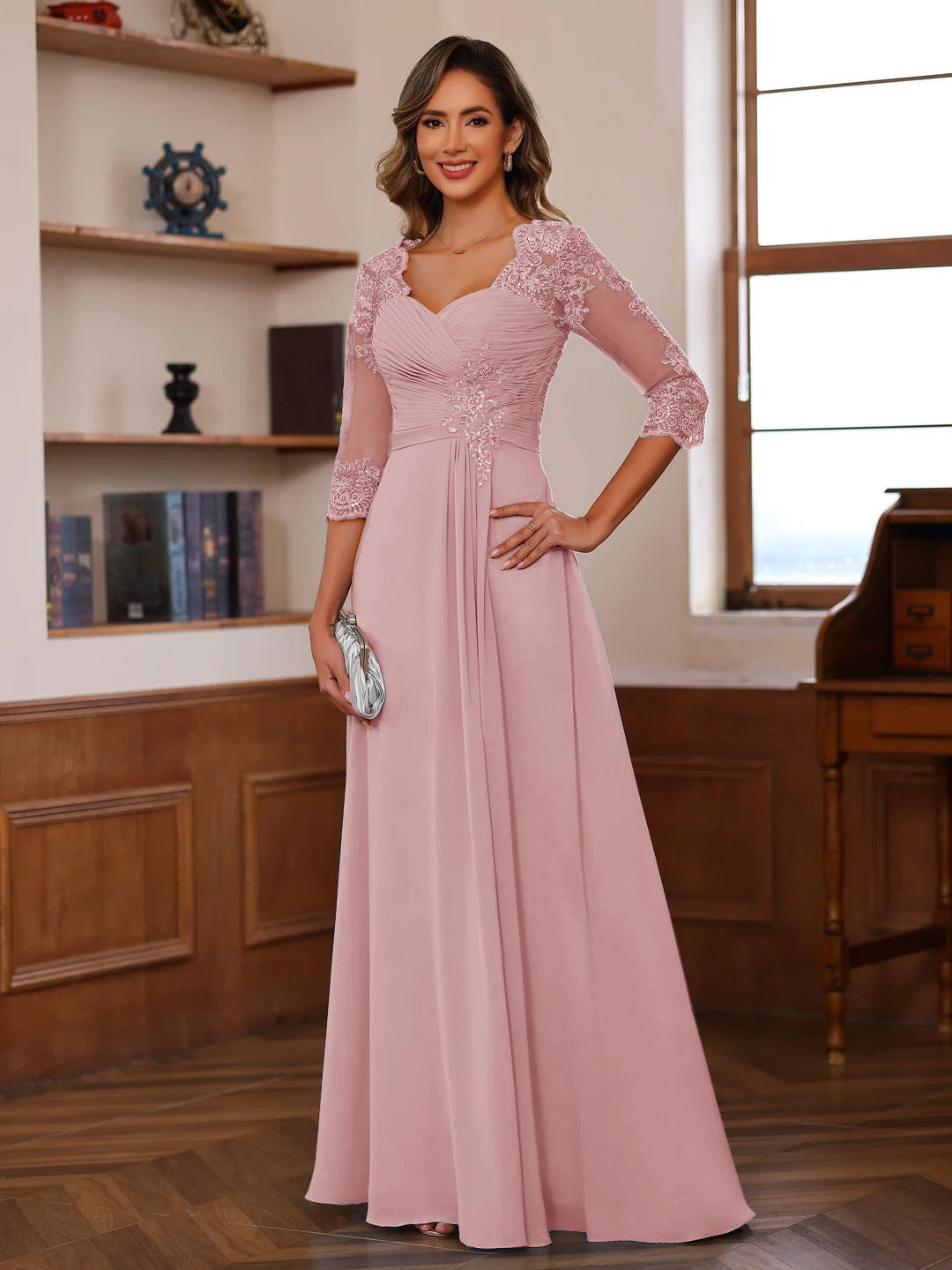 Celine mauve front view mother of the bride dress