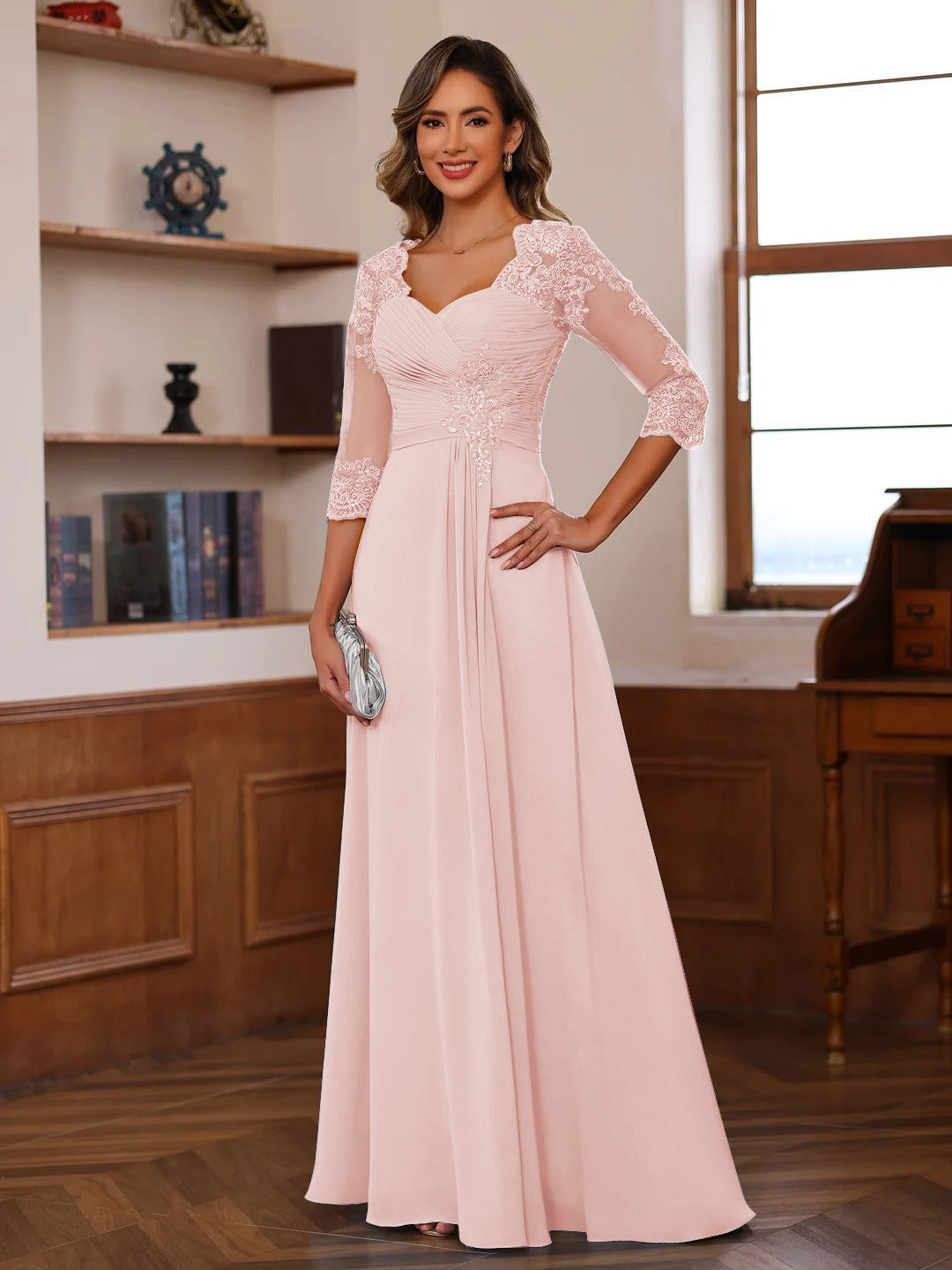 Philomena Rose Pearl Pink back view mother of the bride dress