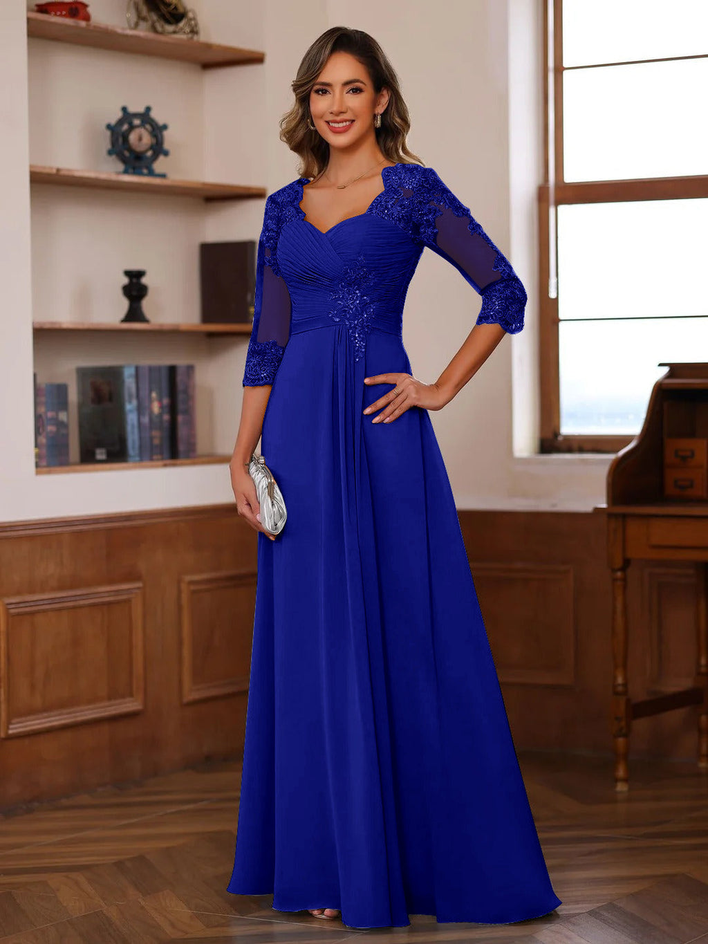 Philomena Rose Royal Blue side view mother of the bride dress