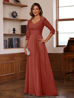 Philomena Rose Rust front view mother of the bride dress