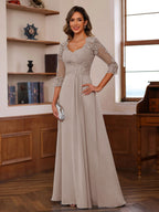 Philomena Rose Taupe front view mother of the bride dress