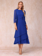 Odette dusty blue fabric detail mother of the bride dress