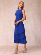 Blyss Dusty Blue hem detail wedding guest dress