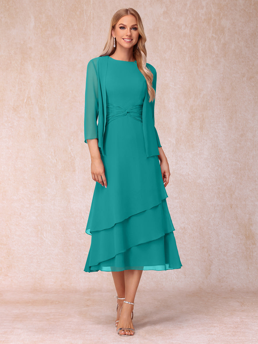 Odette pool blue front view mother of the bride dress