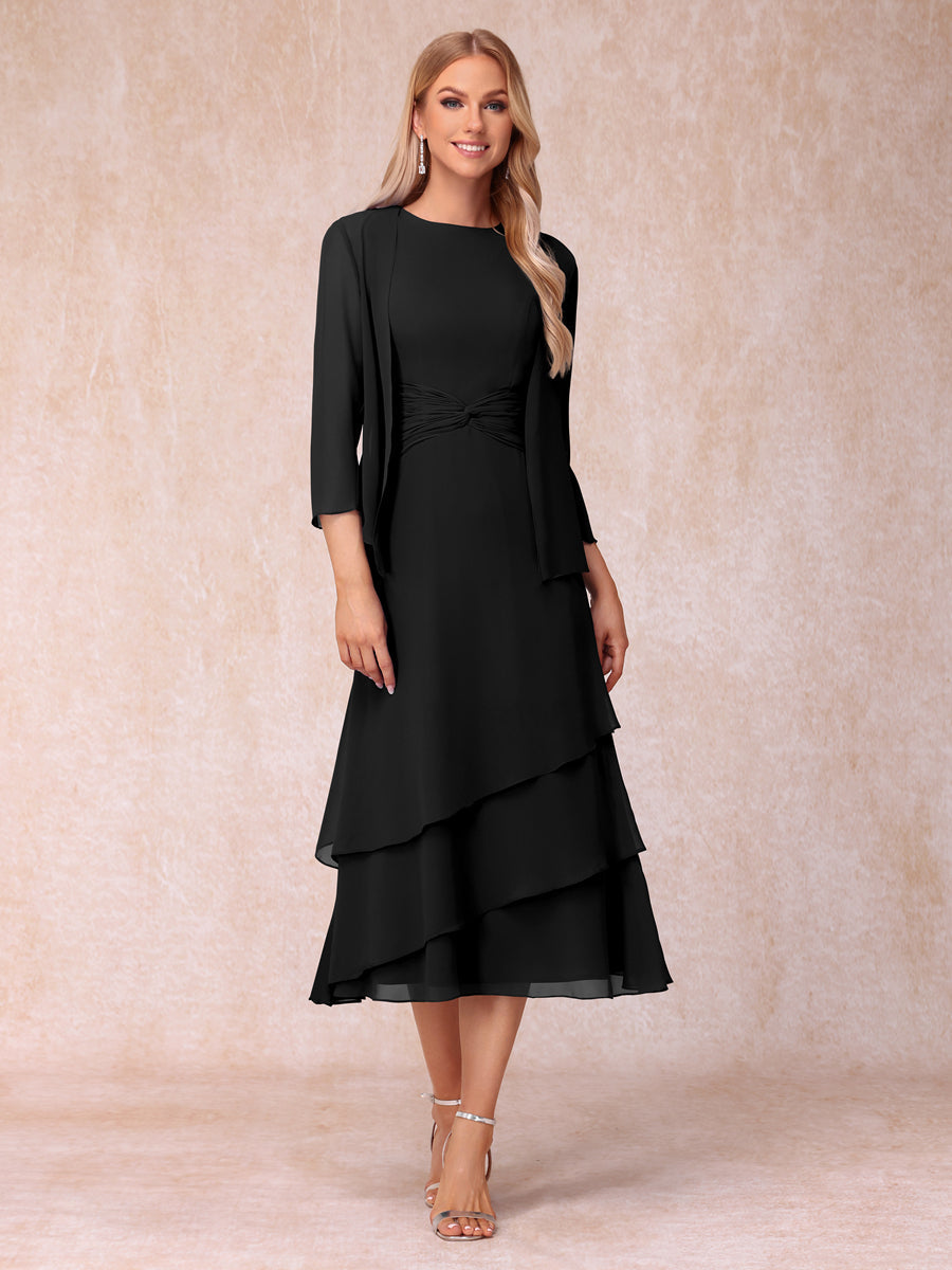 Odette black front view mother of the bride dress