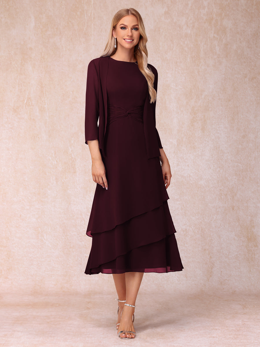 Odette burgundy front view mother of the bride dress