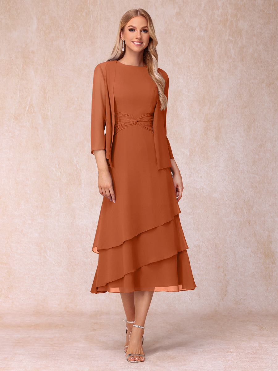Blyss Burnt Orange front view wedding guest dress